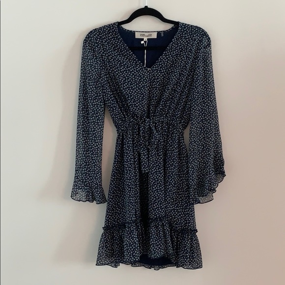 NWT DVF Harlene floral navy long sleeves dress - Picture 5 of 6